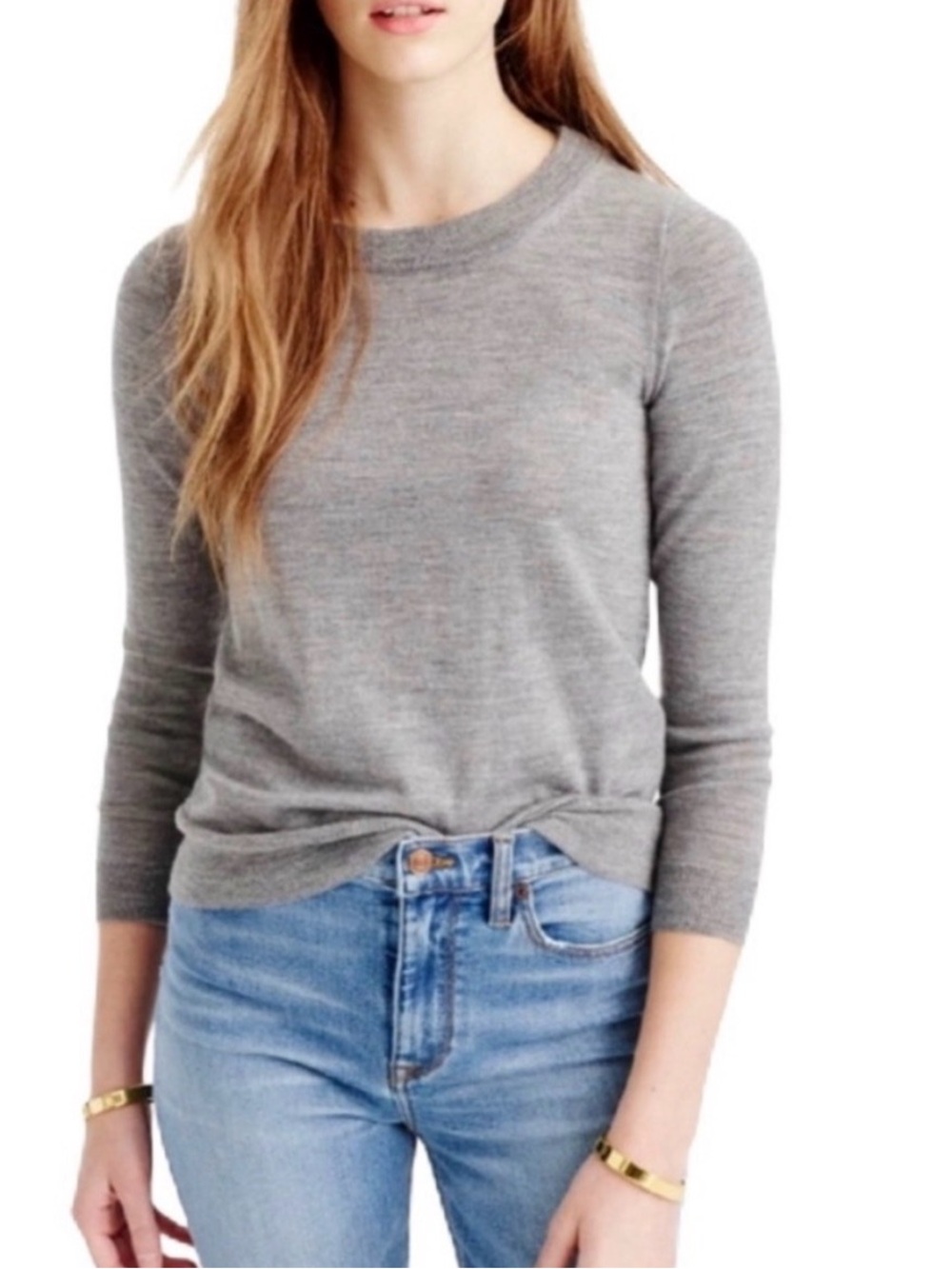 J.CREW Merino Wool Crewneck Tippi Sweater Gray Size Medium